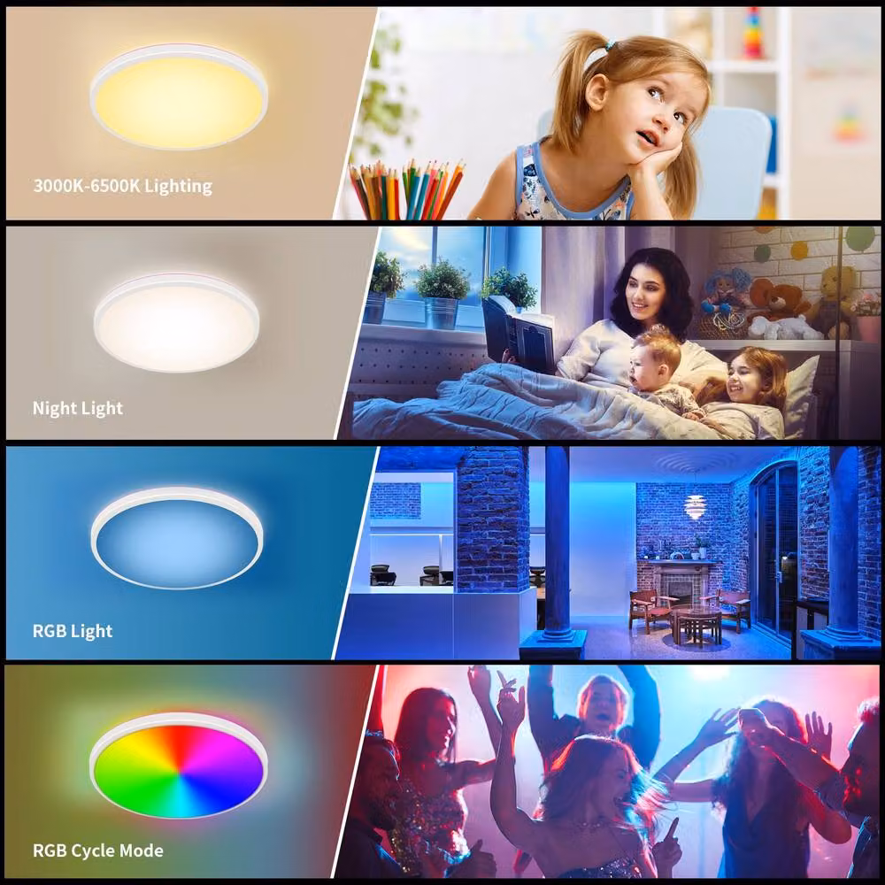 Pheashine 24W LED Ceiling Light with Remote Control, 3-Colour Dimmable, White, Diameter: 28 cm – 6