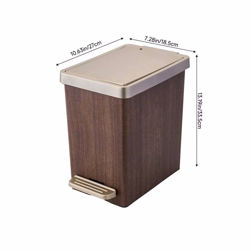 KORVIXA 15L Brown Wood Pattern Soft Close Pedal Bin – 2