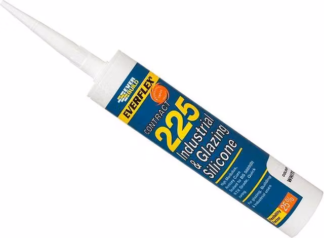Everbuild Industrial and Glazing Flexible Silicone Sealant, White, 295 ml