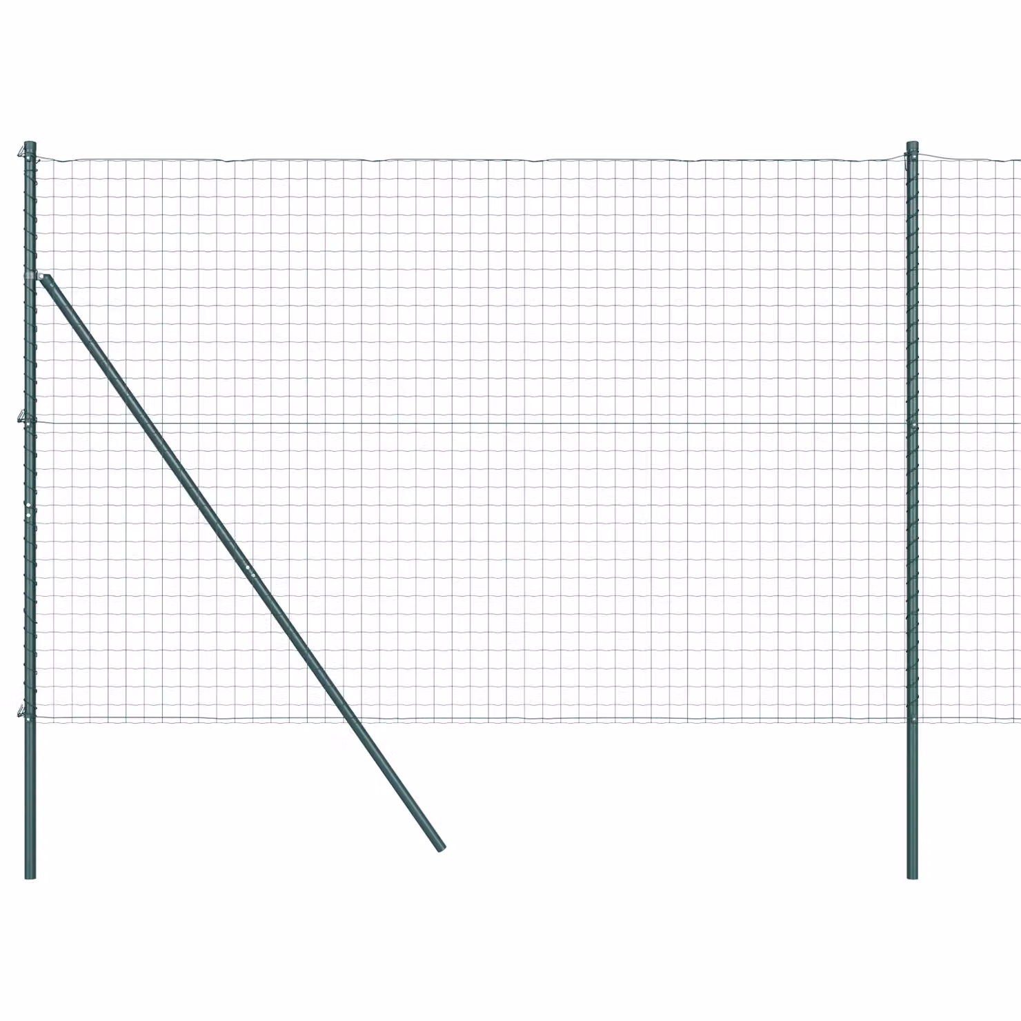 Berkfield Home Euro Fence with 7 Posts, Galvanised Steel, Green and Silver, W: 10 m, H: 1.5 m – 2