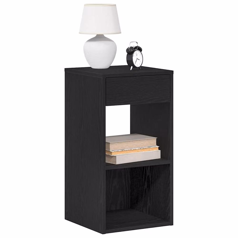 Berkfield Home Set of 2 Durable Bedside Cabinets with Drawer, Black Oak, W: 35 cm, D: 34 cm, H: 66.5 cm – 1
