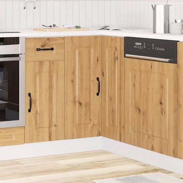 Berkfield Home Kalmar Artisan Oak Kitchen Corner Base Cabinet in Brown, W/D/H: 75.5 x 81.5 x 20.0 cm