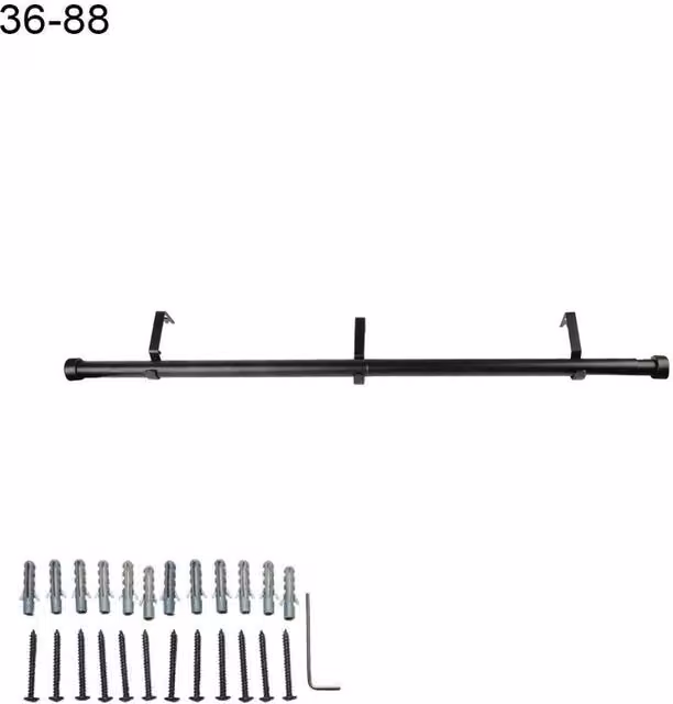 KORVIXA Extendable Curtain Poles with End Finials, Black – 1