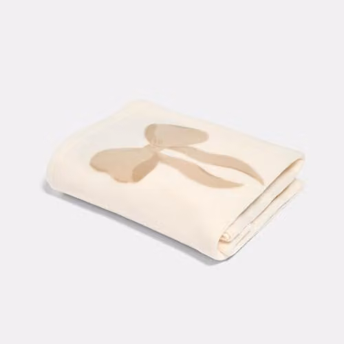 OHS Bow Print Fleece Throw Blanket in Beige, W/D/H: 120 x 150 cm – 3