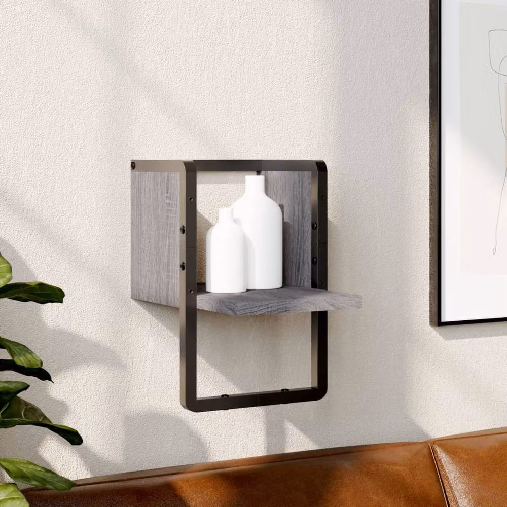 Berkfield Home Wall Mounted Bar Shelf in Grey Sonoma, W/D/H: 20 x 25 x 30 cm – 2