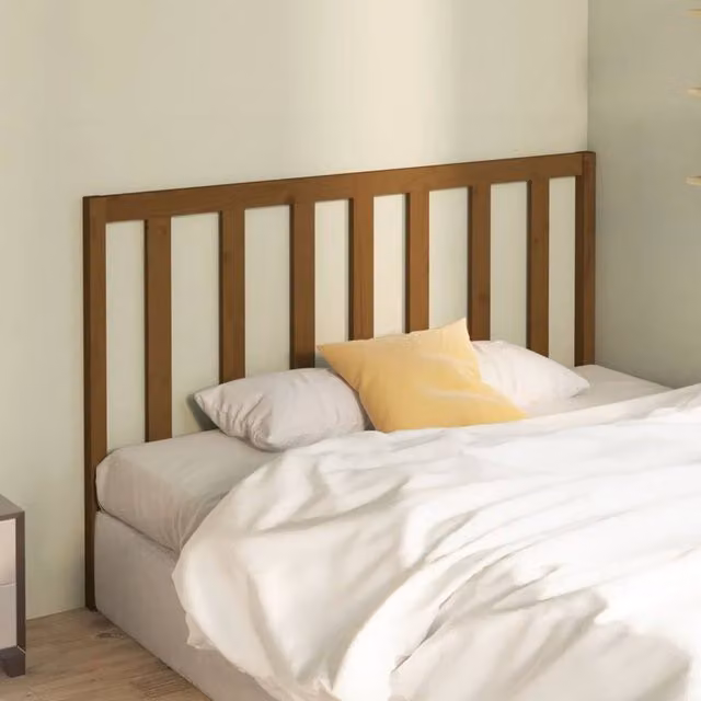 Berkfield Home Beautiful Bed Headboard in Honey Brown Solid Wood Pine, W: 126 cm, D: 4 cm, H: 100 cm – 1