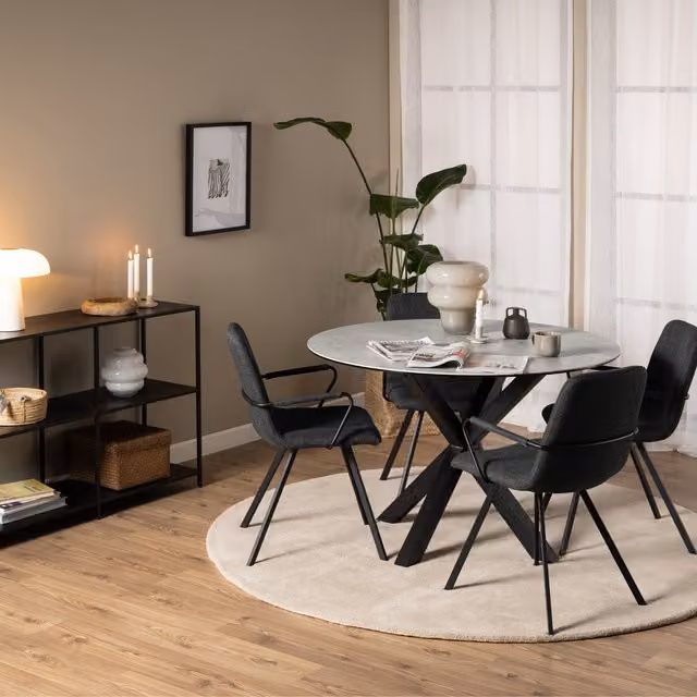 Furniture To Go Heaven Round Dining Table with Matt Grey Ceramic Top