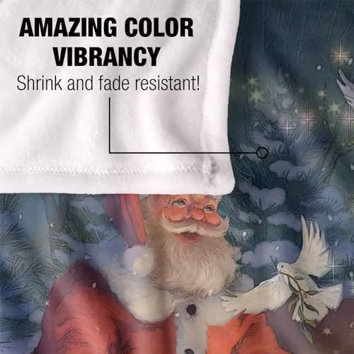 JQ Licensing Christmas Santa Peaceful Gifts Super Soft White Fleece Throw Blanket W/D/H: 152 x 127 cm – 3