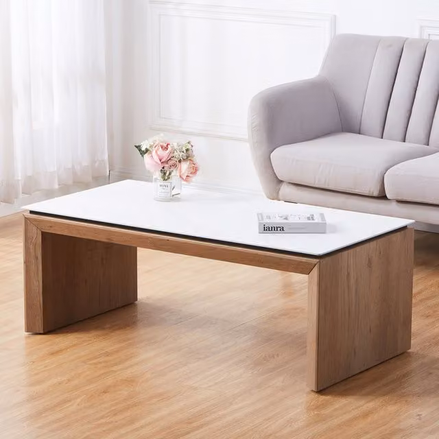 Artemis Home Lucerne Stone Coffee Table in Sand and White