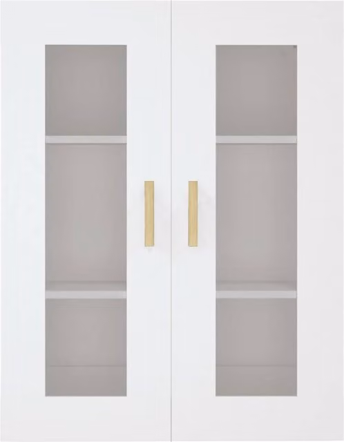Berkfield Home Modern Wall Mounted Hanging Cabinet with Glass Doors, White, W: 69.5 cm, D: 34 cm, H: 90 cm