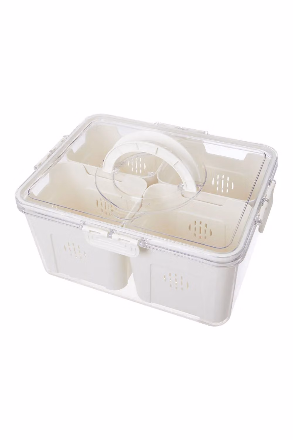 H&O Direct Leakproof Plastic Fridge Storage Container with Four Compartments, White – 3