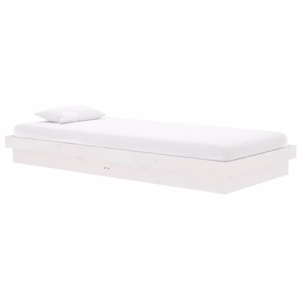 Berkfield Home White Solid Wood Pine Bed Frame W/D/H: 90 x 200 cm – 2