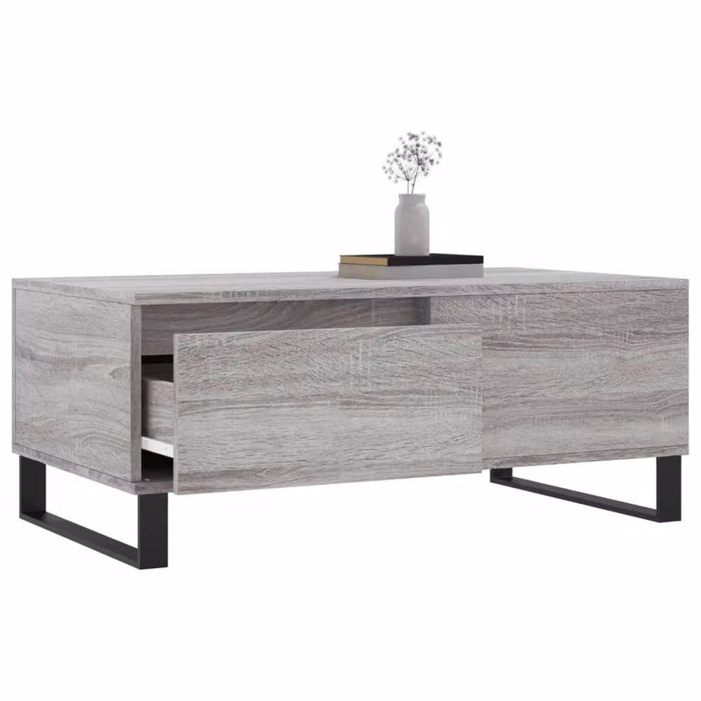 Berkfield Home Modern Rectangular Coffee Table in Grey Sonoma, W/D/H: 90 x 50 x 36.5 cm – 3