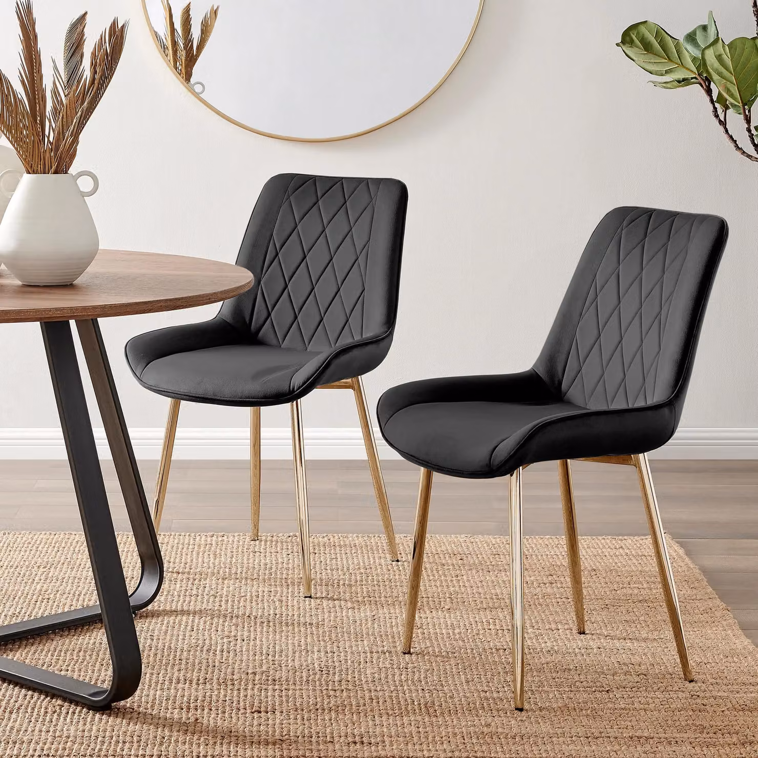 FurnitureboxUK Leonardo White Marble Effect Glass Dining Table and 4 Pesaro Black Chairs with Gold Legs – 3