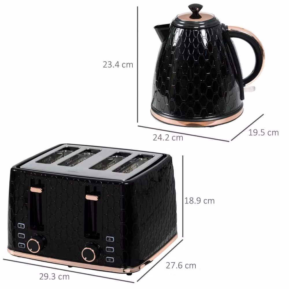 STILVORA Kettle and Toaster Set in Black with 1.7 l Kettle – 3