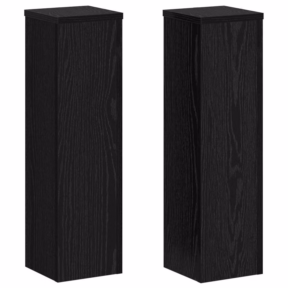 Berkfield Home Set of 2 Modern Black Oak Plant Stands in Engineered Wood, W/D/H: 17 x 17 x 60 cm – 2