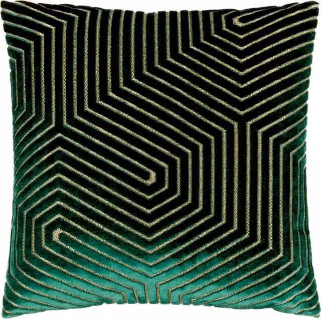 Paoletti Evoke Square Cut Velvet Polyester Filled Cushion in Green, 45 x 45 cm – 1