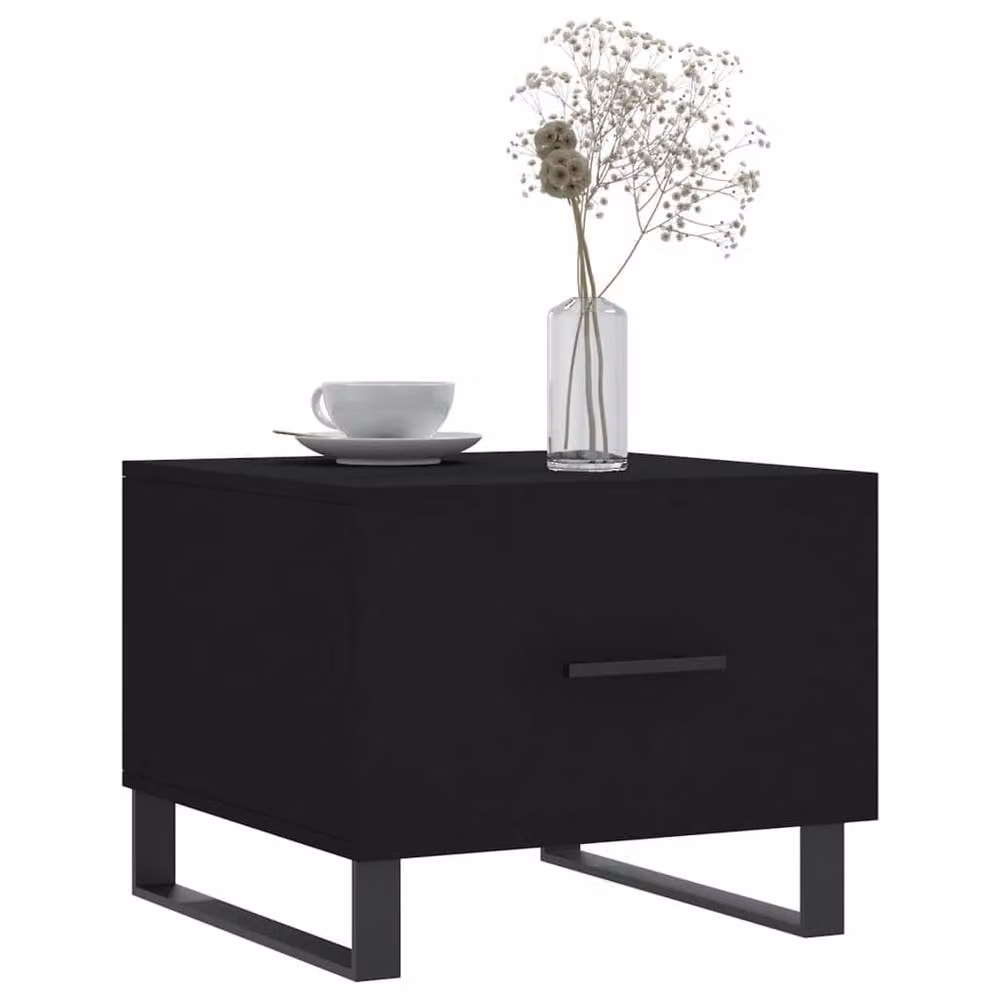 Berkfield Home Set of 2 Black Modern Square Coffee Tables in Engineered Wood, W/D/H: 50 x 50 x 40 cm – 3