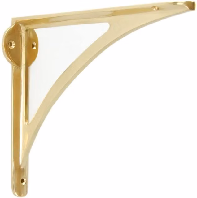 PAWNORA Large Solid Brass Shelf Brackets in Polished Natural Brass