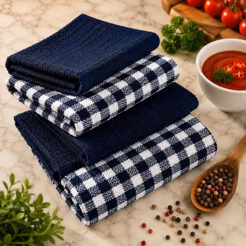 Casabella Pack of 6 Navy Blue Cotton Terry Towelling Kitchen Tea Towels – 3