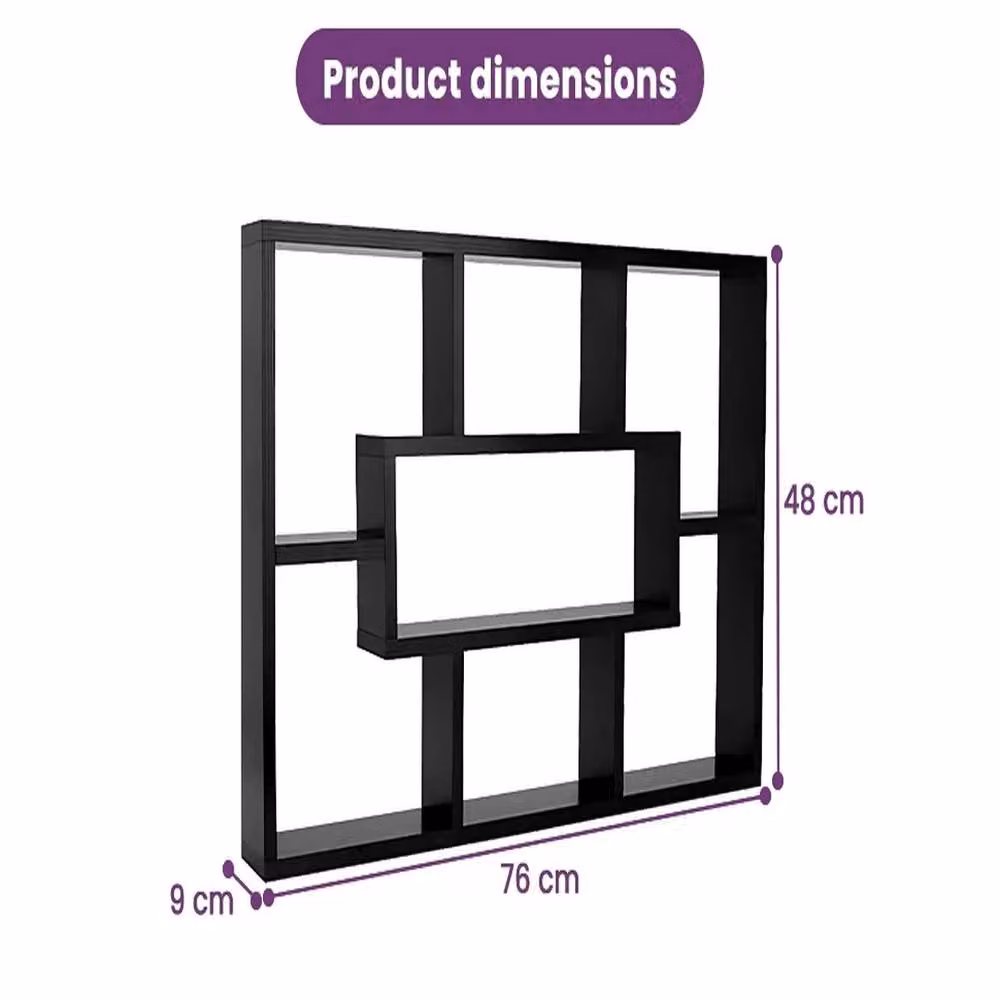 VOGREX Black Matt Floating Shelves, Wall Mounted MDF Display Shelving – 2