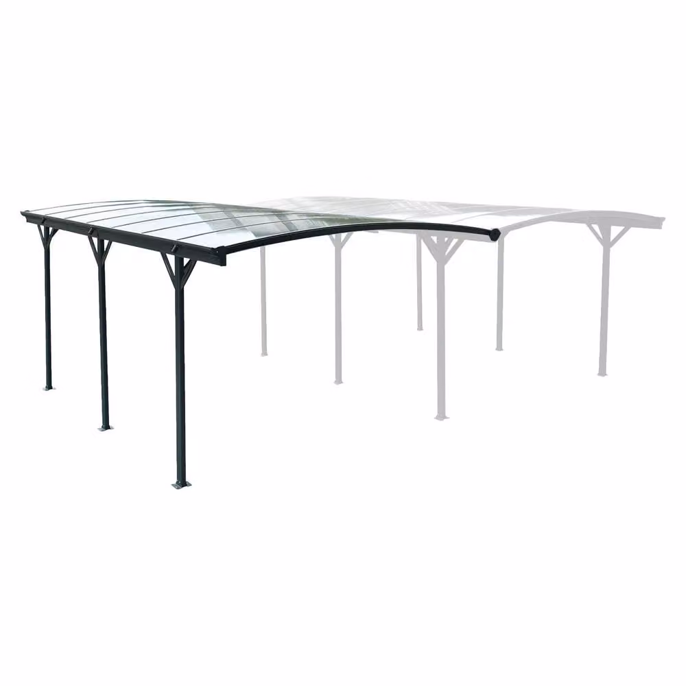 sweeek Dark Grey Aluminium and Polycarbonate Carport Extension, 15m² – 2