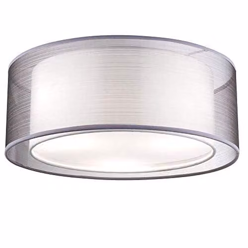 Globo Lighting Theo Ceiling Lamp in Grey and Silver with Fabric and Metal Details – 1
