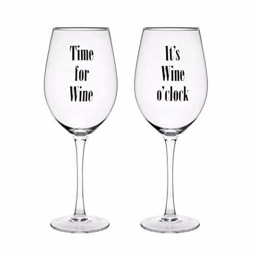 Orsina Verity Time For Wine Large Wine Glasses, Set of 2, Transparent