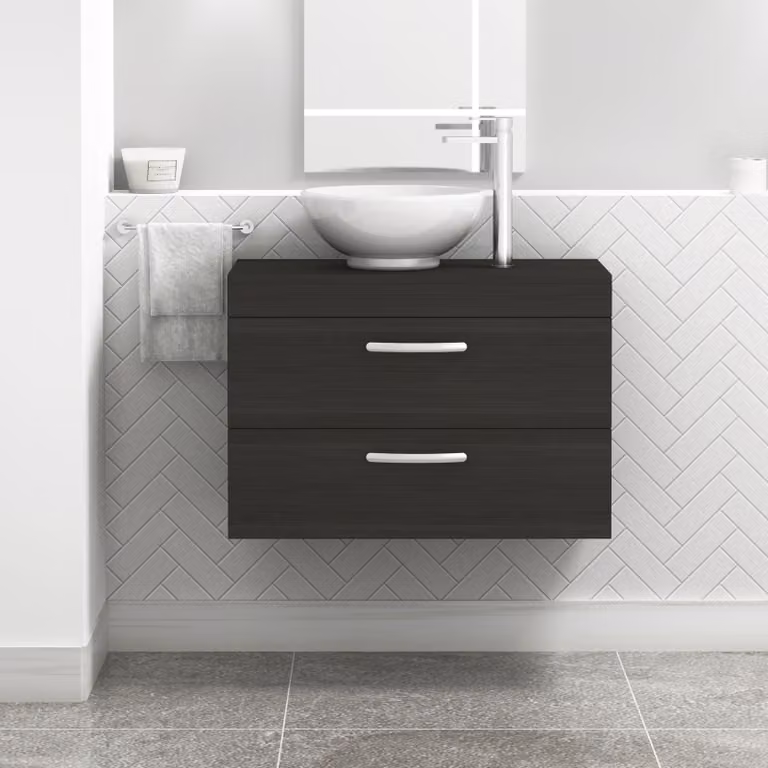 Royal Bathrooms Turin Wall Hung Vanity Unit with 2 Drawers in Matt Hale Black