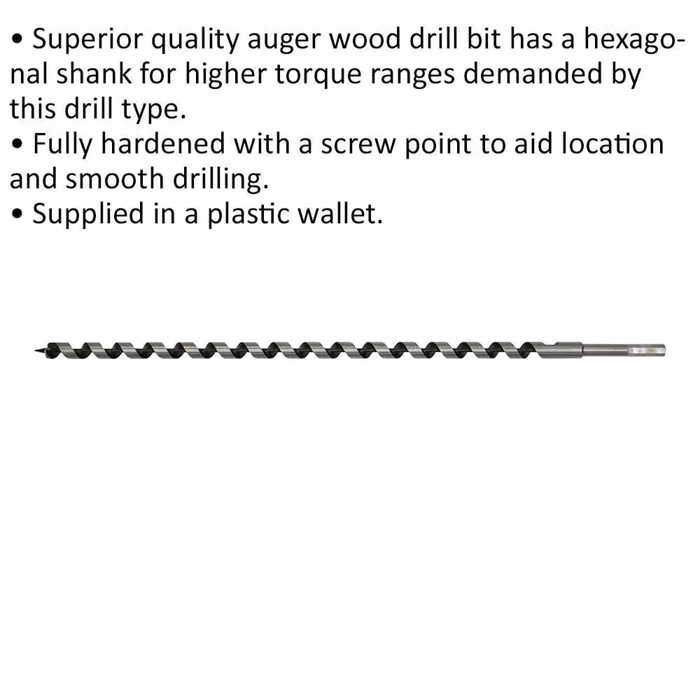 Loops Silver Hardened Auger Wood Drill Bit with Hexagonal Shank, Diameter: 16 mm, Length: 600 mm – 2