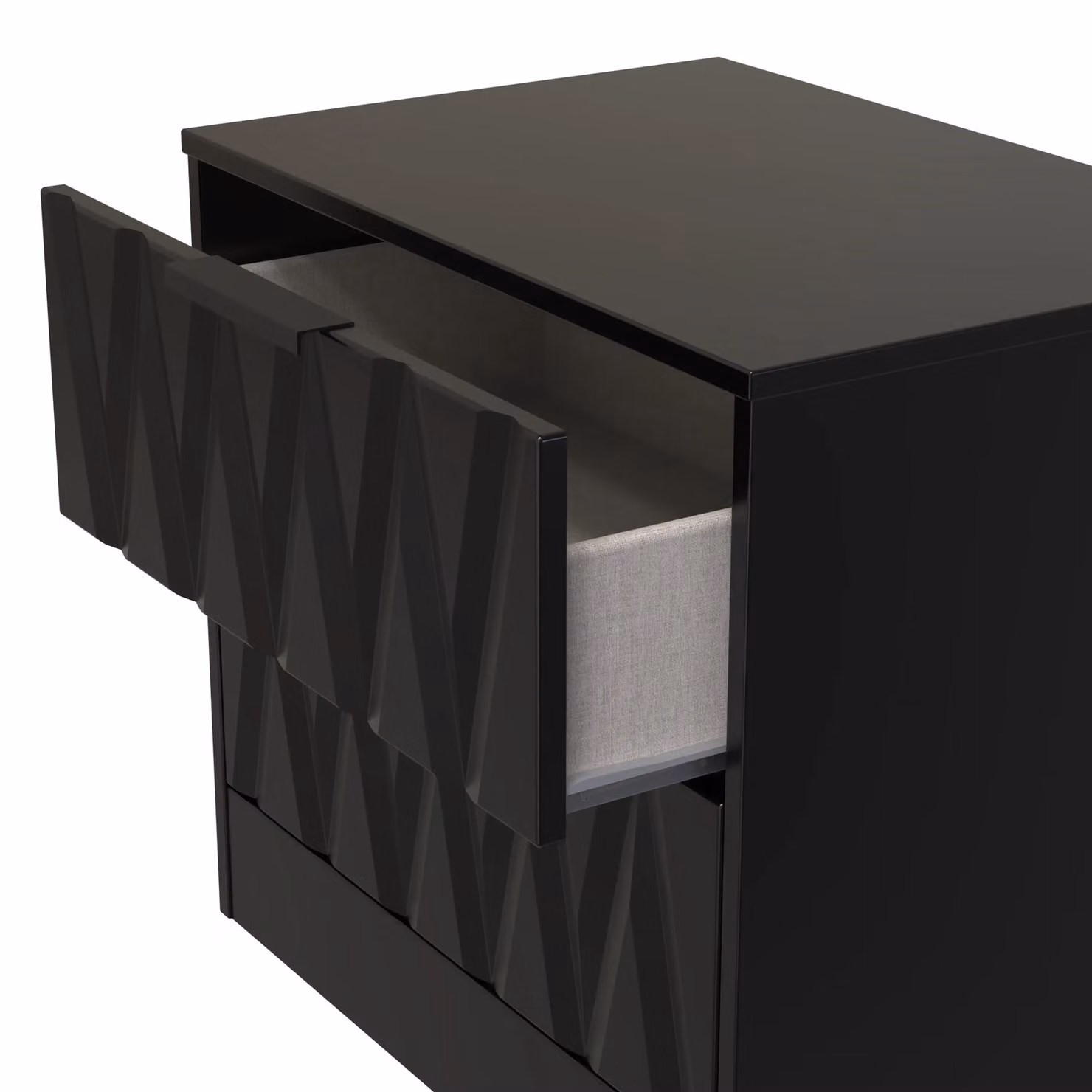 Ready Assembled 2 U Washington 2 Drawer Side Table in True Black – 3