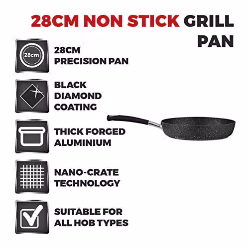 Tower Precision Non-Stick Aluminium Grill Pan, 28cm, Black – 2