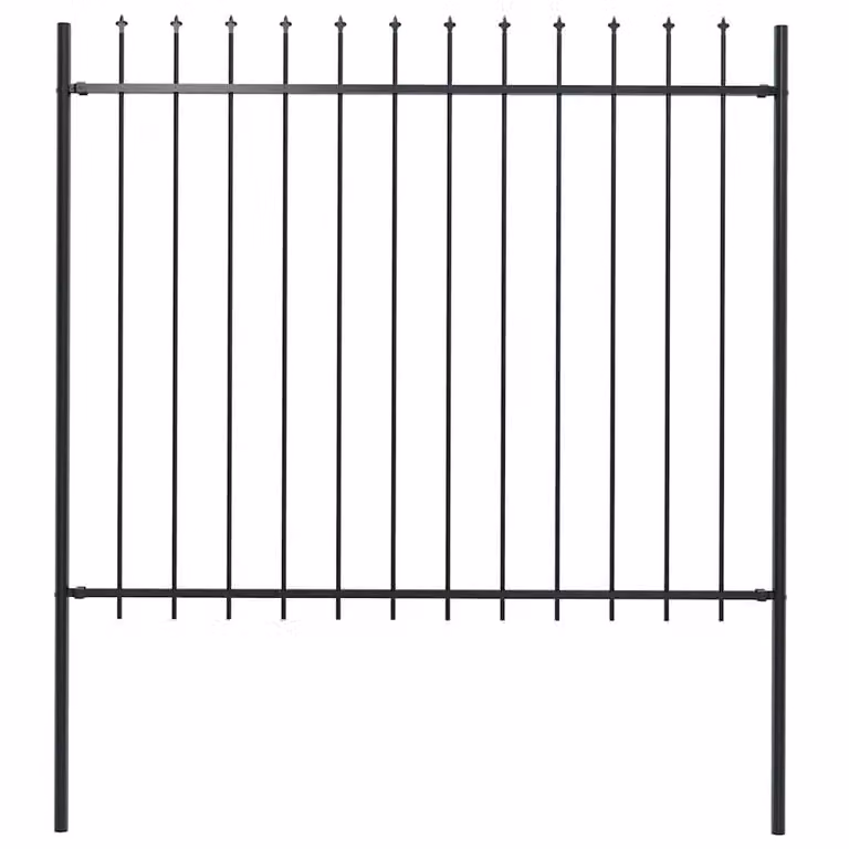 Berkfield Home Elegant Spear Top Steel Garden Fence, Black, W: 1.7 m, H: 1.5 m