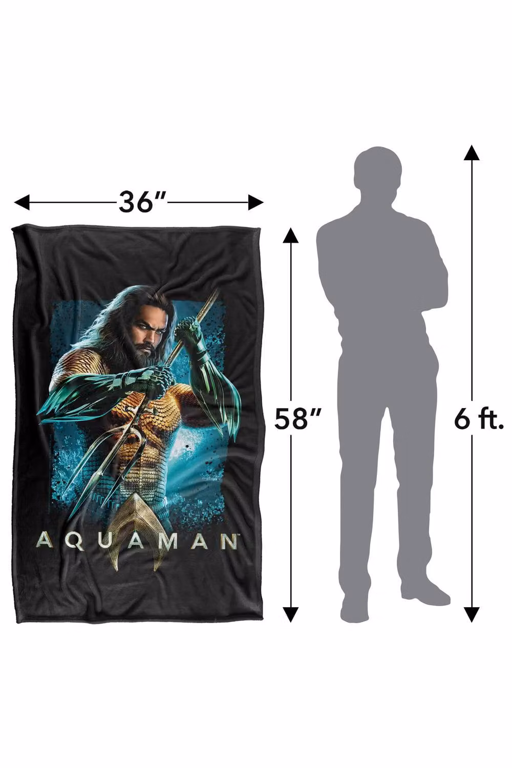 LOGOVISION Aquaman Movie Trident Super Soft Silky Touch Fleece Throw Blanket, Multicolour, W: 91.44 cm x H: 147 cm – 8