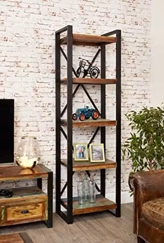 Baumhaus New Urban Chic Alcove Bookcase in Brown and Wood with Metal Accents, W/D/H: 60 x 40 x 200 cm – 1