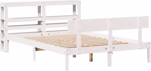 Berkfield Home Beautiful Small Double Bed Frame in White Solid Pine, W/D/H: 190 x 120 x 82 cm