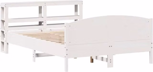 Berkfield Home Decorative Small Double Bed Frame in White Solid Pine, W/D/H: 120 x 200 cm