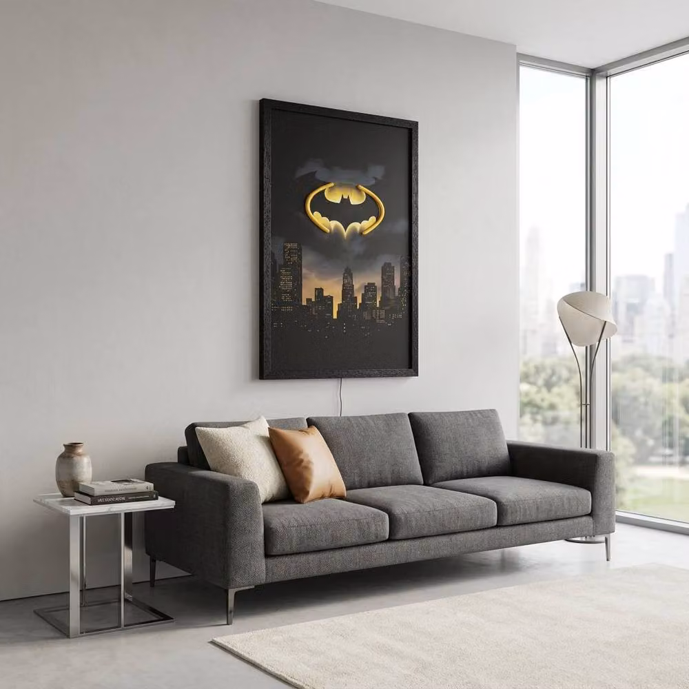 HOME LUXE INTERIOR Batman Neon LED Wall Art, Black and Yellow, W: 40 cm, H: 60 cm – 4