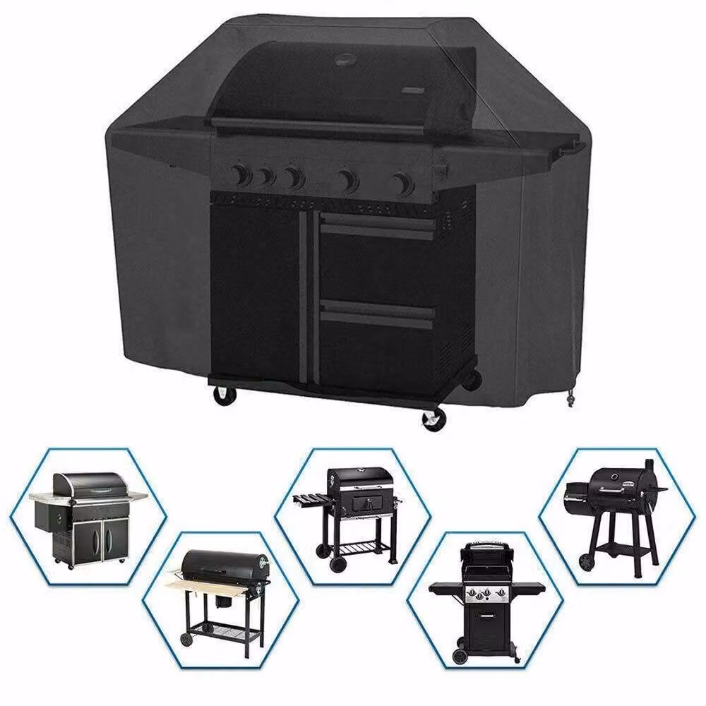 NESTLUNE Waterproof Heavy Duty Large Outdoor BBQ Grill Protector Cover, Black, W/D: 100 x 100 cm, H: 145 cm – 3