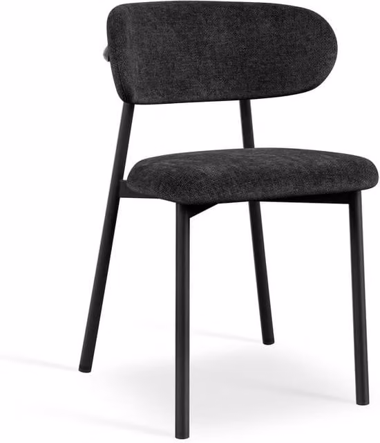 More4Homes Myla Set of 4 Black Linen Upholstered Dining Chairs with Metal Frame – 1