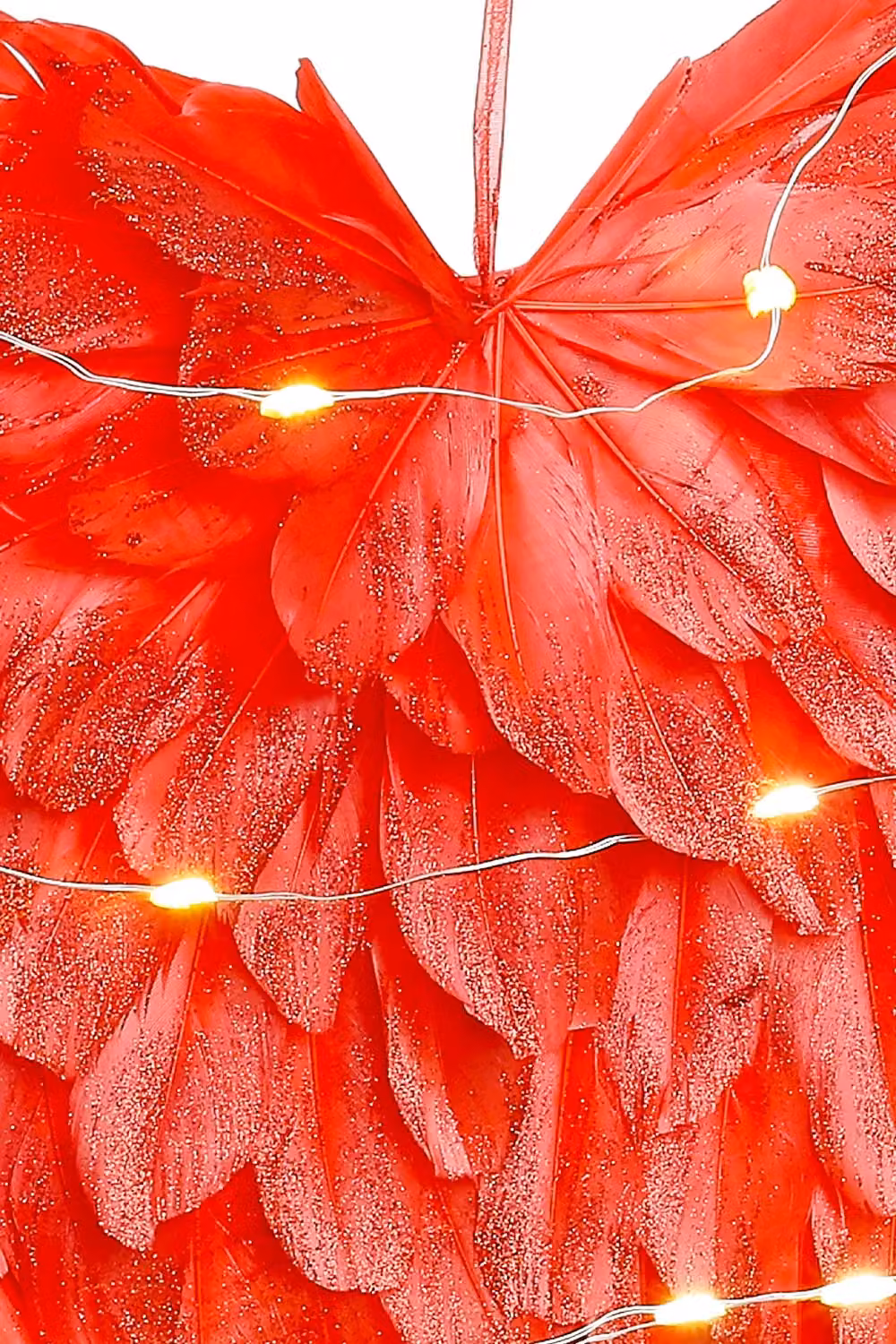 Living and Home Red Feather Heart LED Hanging Pendant Ornament – 3