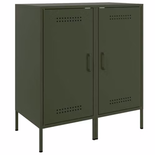 vidaXL Set of 2 Industrial Style Sideboards in Matt Olive Green, W/D/H: 36 x 39 x 79 cm – 1