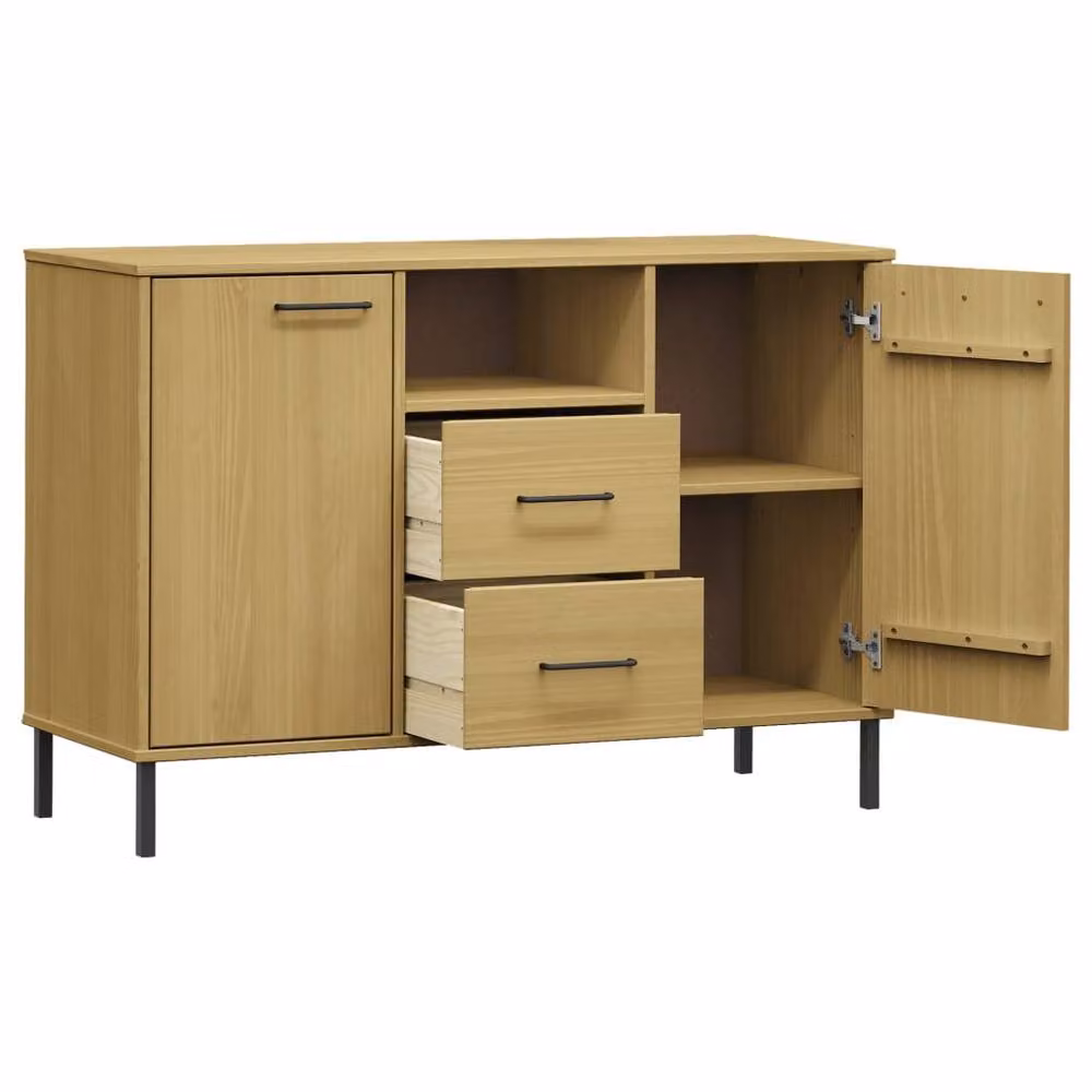 Berkfield Home Oslo Solid Wood Sideboard in Light Brown with Metal Legs W/D/H: 113 x 40 x 77 cm – 3
