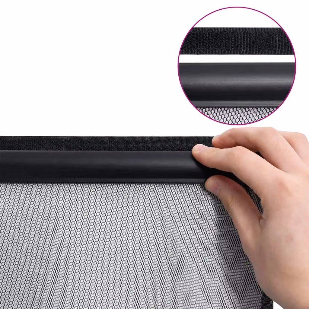Berkfield Home 10-Piece Insect Door Screen Mesh Curtain Strips, Black, W/H: 240 x 240 cm – 3