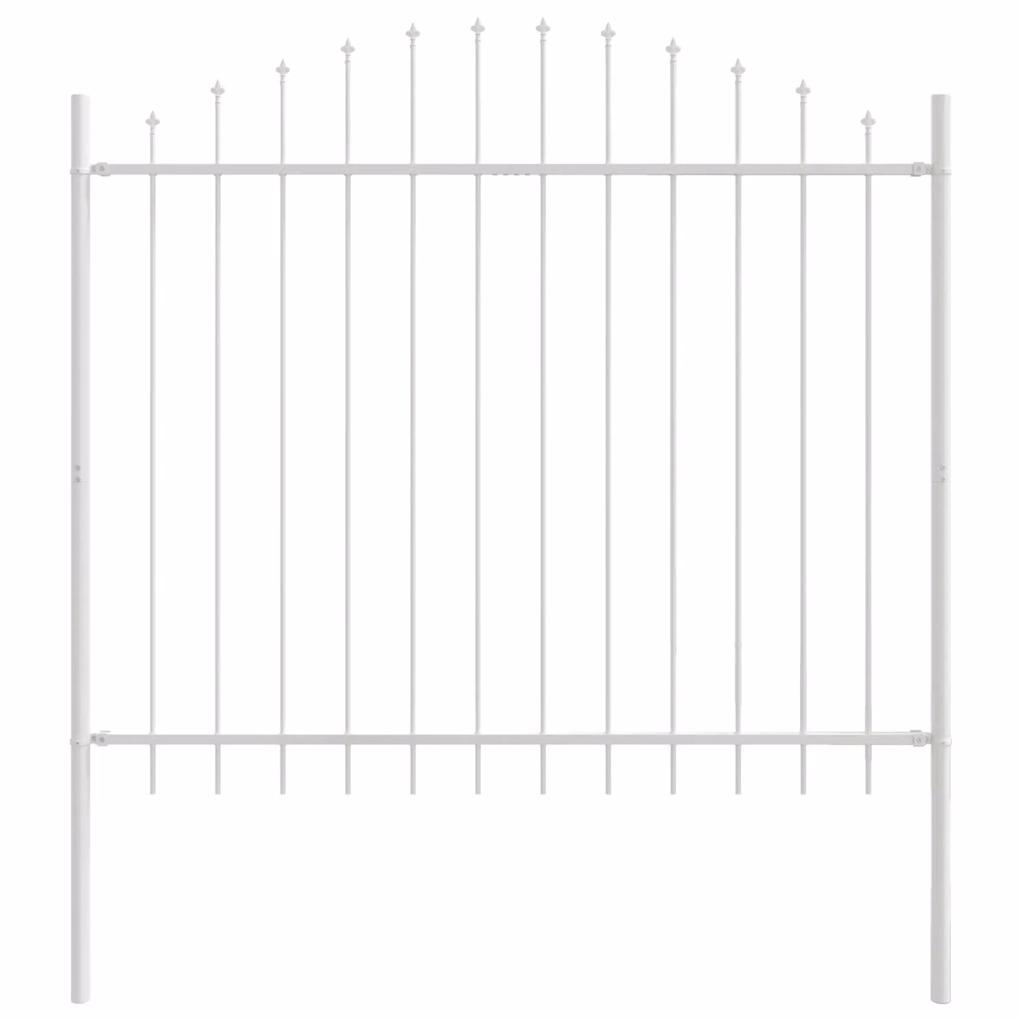 Berkfield Home White Steel Garden Fence with Round Hoop Top, W: 1.7 m, H: 1.25 m – 2