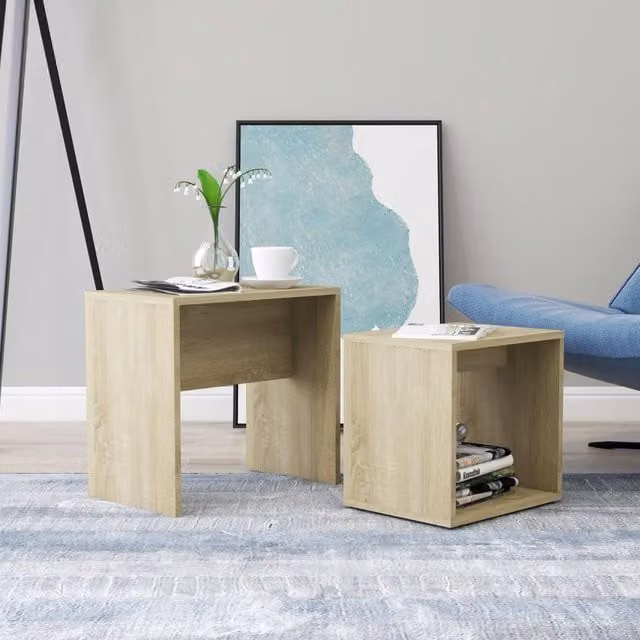 Berkfield Home Sonoma Oak Coffee Table Set in Brown, W: 48 cm, D: 30 cm, H: 45 cm