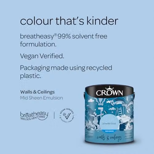 Crown Blue Kitchen and Bathroom Paint, Satin Gloss, 2.5 l – 2