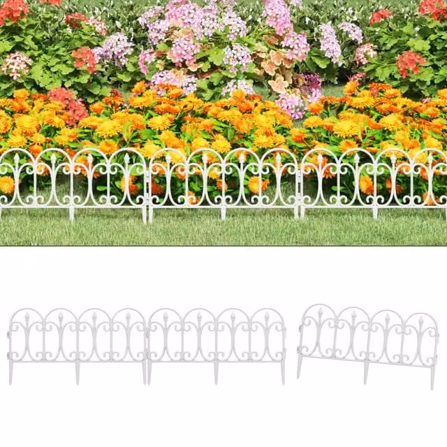 Berkfield Home White Plastic Lawn Edging, 17 Pieces, 10 m – 1