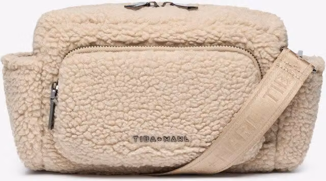 Tiba + Marl Inka Buggy Organiser in Beige Borg Fleece with Carrying Strap and Stroller Clip
