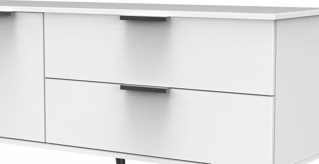 Ready Assembled 2 U Fuji Wide Sideboard with 2 Doors and 2 Drawers in Matt White